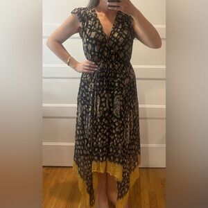 Ulla Johnson  dark navy and Gold Midi Dress